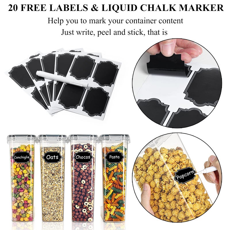Wildone Airtight Food Storage Containers Set of 9 BPA Free Cereal & Dry Food Storage Containers 2.8L / 11.83 cups for Sugar, Flour, Snack, Baking Supplies, with 20 Chalkboard Labels & 1 Marker - Image 5